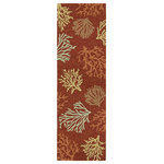 Couristan Inc - Couristan Outdoor Escape Sea Reef Outdoor Runner Rug, Terra Cotta, 2'6"x8'6" - Paying homage to nature's purest pleasures, the Outdoor Escape Collection is Couristan's newest addition to the weather-resistant area rug category. Offering picturesque renditions of various outdoor scenes, these durable performance area rugs have a novelty appeal that is perfect for complementing themed decor. Featuring a unique hand-hooked construction, each design in the collection showcases a textured loop pile that adds dimension to the motifs. With patterns like beach landscapes, lighthouses, and sea shells, these outdoor/indoor area rugs create a soothing atmosphere reminiscent of treasured vacation spots and outdoor hobbies. Welcoming the delights of bare feet, they are surprisingly sturdy and are designed to withstand the rigors of outdoor elements. Made with 100% fiber-enhanced Courtron polypropylene these whimsical floor fashions are mold and mildew resistant and can be used in a multitude of spaces, like covered outdoor patios, sunrooms, and kitchens. Easy to clean, these multi-purpose area rugs are an ideal selection for households where fun is the essential ingredient.