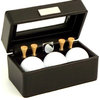 Golf Accessories Black Leather Box with Glass Top
