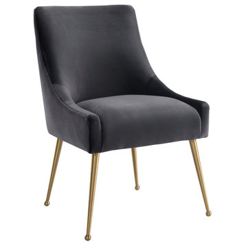 Beatrix Grey Velvet Side Chair