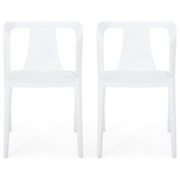 Xanth Outdoor Stacking Dining Chair, Set of 2, White