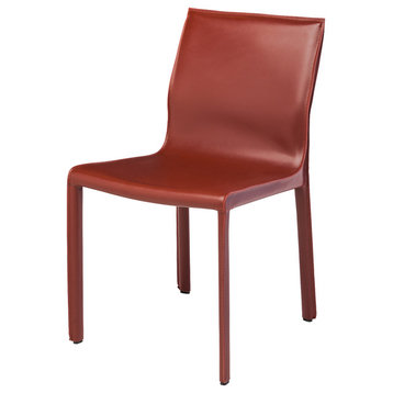 Colter Leather Covered Dining Chair, Bordeaux