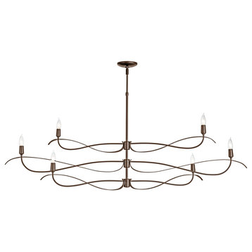 Willow 6-Light Large Chandelier, Bronze Finish, Standard Overall Height