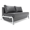 Cubed Sofa Bed w Chrome Legs in Black Leather Textile