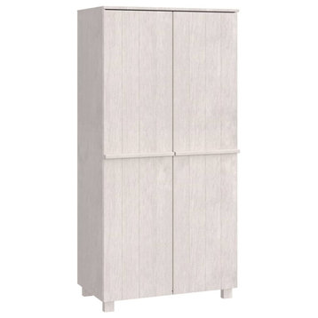 vidaXL Wardrobe Armoire Clothes Closet with Hanger HAMAR White Solid Wood Pine