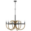 Rowland 60W metal/burlap roped chandelier, Fx-3814-6