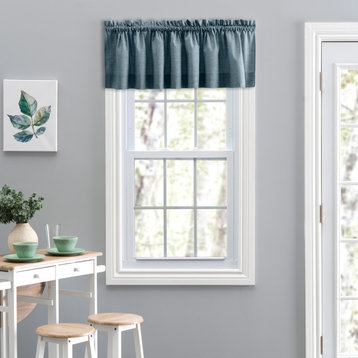 Lisa Solid 58" x 15" Tailored Valance, Dusty Blue