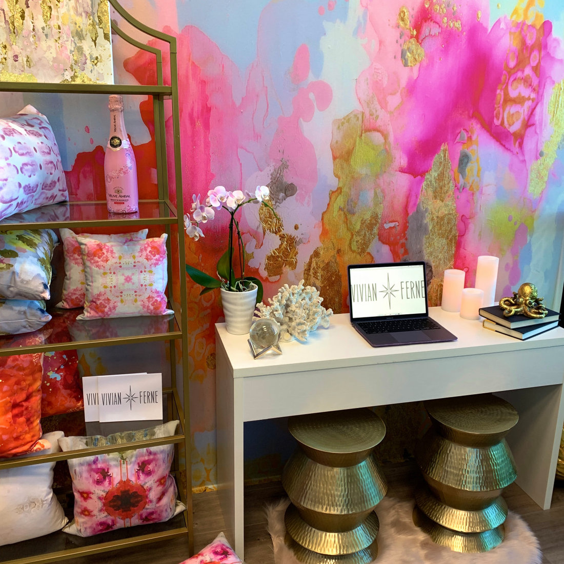 Pink and Orange Abstract Statement Wall
