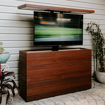 Outdoor TV Lift Cabinet - Ipe Brazilian Walnut