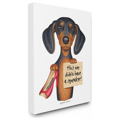 Funny Dachshund Chewed Shoe Joke Family Pet Humor30x40