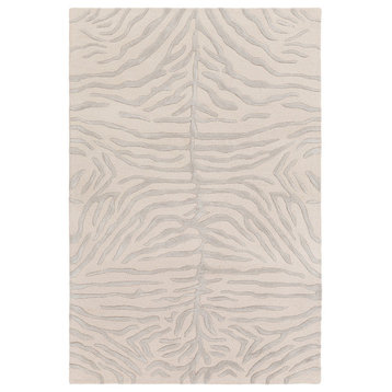 Pollack Hide, Leather and Fur Gray, Ivory Area Rug, 4'x6'