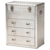 Glannant French Industrial Silver Metal 3-Drawer Accent Storage Chest