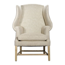 English Linen Wingback Chair - Armchairs And Accent Chairs