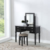 Elegant Vanity Table With Stool Set, Galaxy Black