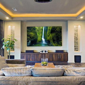 Home Theater Design, Family Room Surround Sound Systems, Dedicated Home Theaters