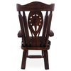 Reclaimed Wood Chair Handcarved Back Removable Hair-On Cowhide Pillow C163-CP