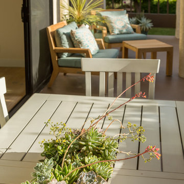 Patio detail, beach townhouse in Montecito