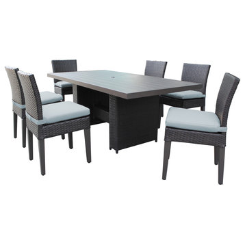 Barbados Rectangular Outdoor Patio Dining Table with 6 Armless Chairs Spa
