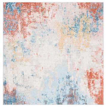 Safavieh Tulum Tul207A Organic Abstract Rug, Ivory and Pink, 5'0"x5'0" Square