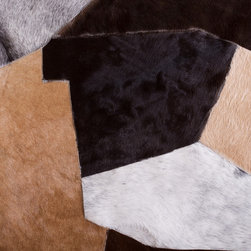 Modern Cowhide Patchwork Area Rug, Handmade, Hair-on-Hide, 5'10"x3'7" - Area Rugs