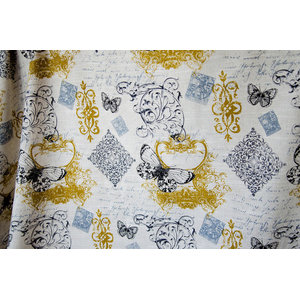 P Kaufman Chicken/Rooster Themed Upholstery Craft Fabric French Country County Fair Yellow