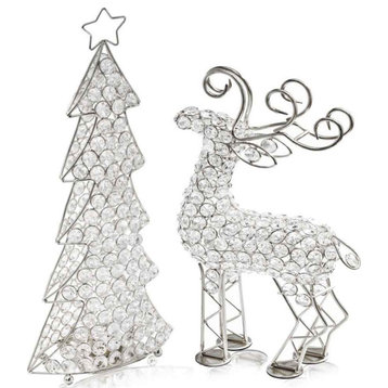 19" Silver Faux Crystal Bling Reindeer