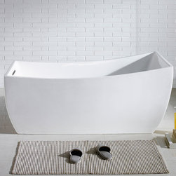 66" x 31" White Rectangle Soaking Free-Standing Pedestal Bathtub - Bathtubs