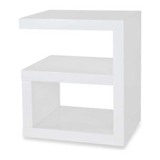 White High Gloss Side End Tables, White High Gloss Tall Side Table