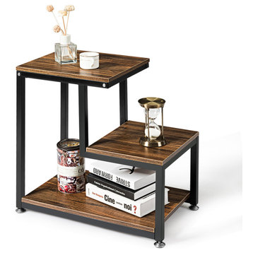 Costway 3-Tier End Table Side Table Night Stand W/Storage Shelf for Living Room