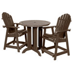 Sequioa - Sequoia 3-Piece Adirondack Bistro Dining Set, Counter Height, Weathered Acorn - Our unique, proprietary synthetic wood has been used extensively in world-famous, high-traffic environments since 2003.  A favorite wood-alternative for engineers at major theme parks, its realism and natural beauty means that it has seen use in projects ranging from custom furniture to fencing, flooring, wall covering and trash receptacles.