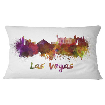 Las Vegas Skyline Cityscape Throw Pillow, 12"x20"