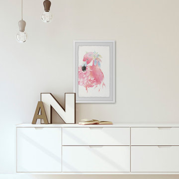 "Pink Flamingo" Framed Painting Print