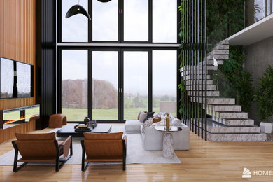 Example of an eclectic living room design in Dallas