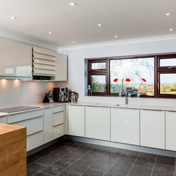 Spaciouse Nobilia Kitchen with glass fronts