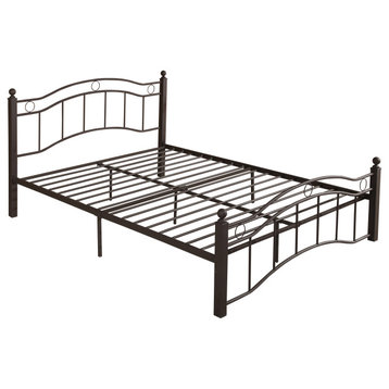 Hallie Contemporary Iron King Bed Frame, Hammered Copper