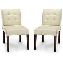 Chic Creme Leather Side Chairs (Set of 2) | Overstock.com