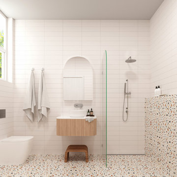 75 Mid-Century Modern Terrazzo Floor Bathroom Ideas You'll Love - July ...
