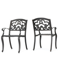 Mediterranean Outdoor Dining Chairs by GDFStudio