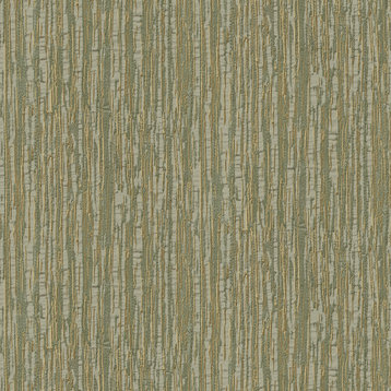 Textured Wallpaper, Grasscloth Stripes, Gold Green Metallic Taupe, 1 Roll