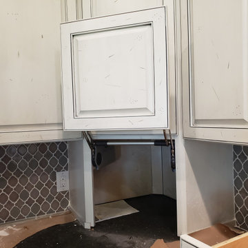 White Glazed with multi step blue finished island