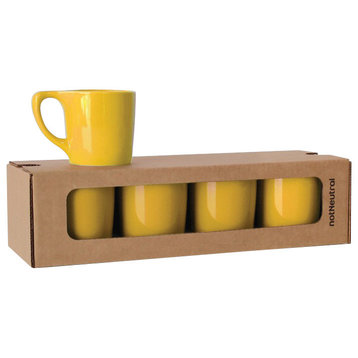 LINO Coffee Mugs, Set of 4, Canary Yellow