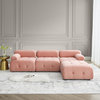 Modular Sectional Sofa, Unique Design With Tufted Teddy Fabric Seat, Pink