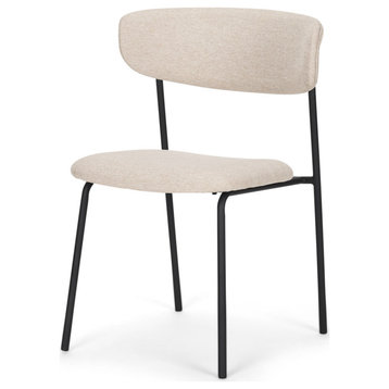 Corey Dining Chair With Oatmeal Fabric and Matte Black Metal