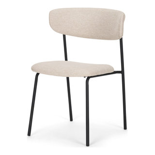Corey Dining Chair With Oatmeal Fabric and Matte Black Metal (Set of 2 ...
