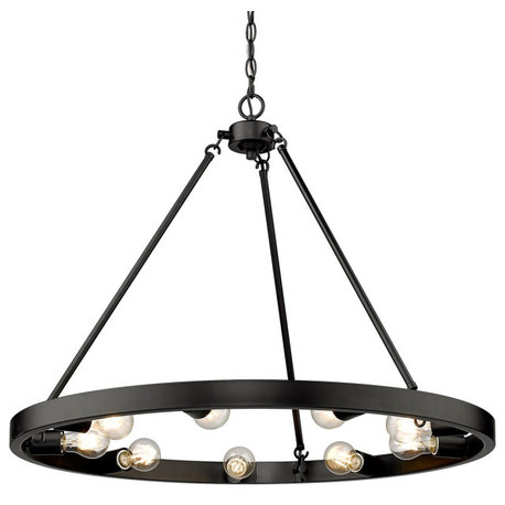 Golden Castile 9-Light Chandelier 1019-9 BLK, Matte Black