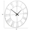 Benzara BM262450 Wall Clock With Sleek Open Metal Frame and Roman Numbers, White