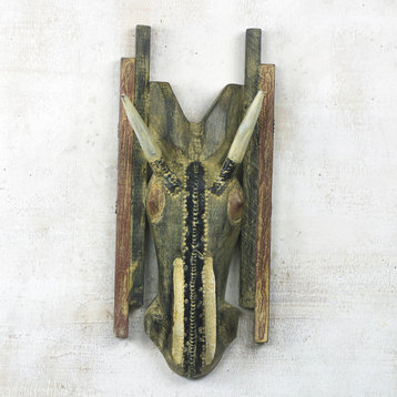 Novica Handmade Rustic Horse African Wood Mask