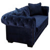 TOV- NORWALK Navy Velvet Fabric Upholstery With Tufted Design Chesterfield Sofa