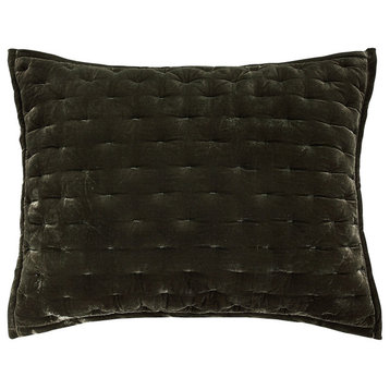 Stella Faux Silk Velvet Pillow Sham, 1PC, Fern Green, King
