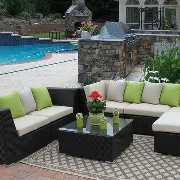 Outdoor Patio Paradise-Eurolux Patio Verano Wicker Sofa Set Houzz Special $2250