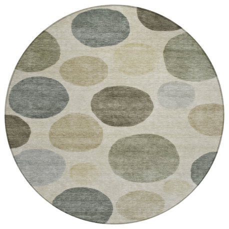 Machine Washable Indoor/Outdoor Chantille ACN2062 Brown 8' x 8' Round Rug